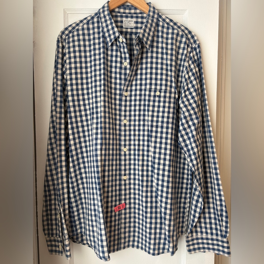 J. Crew Navy and White Checkered Button Down